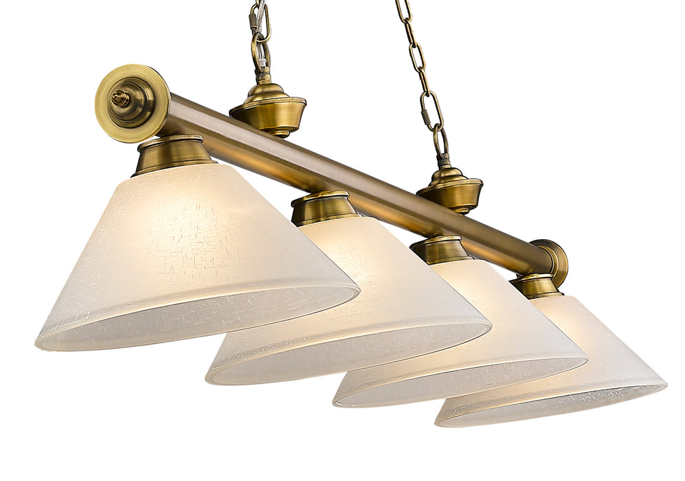 Billiard Z-Lite 2306-4RB-AWL14 Rubbed Brass Cordon 4 Light Billiard Z-Lite