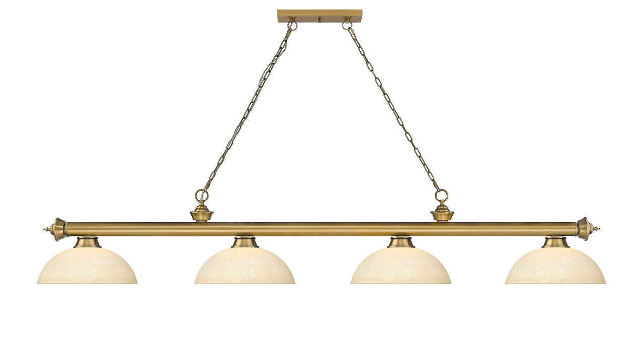 Billiard Z-Lite 2306-4RB-DGM14 Rubbed Brass Cordon 4 Light Billiard Z-Lite
