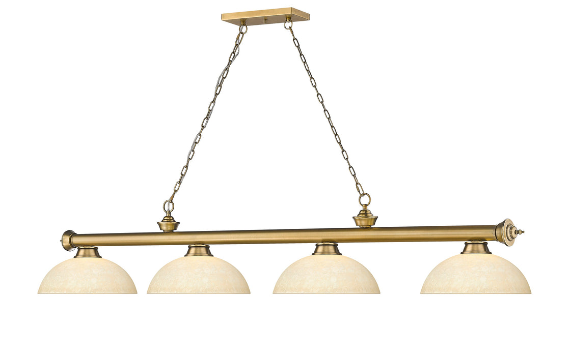 Billiard Z-Lite 2306-4RB-DGM14 Rubbed Brass Cordon 4 Light Billiard Z-Lite