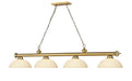 Billiard Z-Lite 2306-4RB-DGM14 Rubbed Brass Cordon 4 Light Billiard Z-Lite