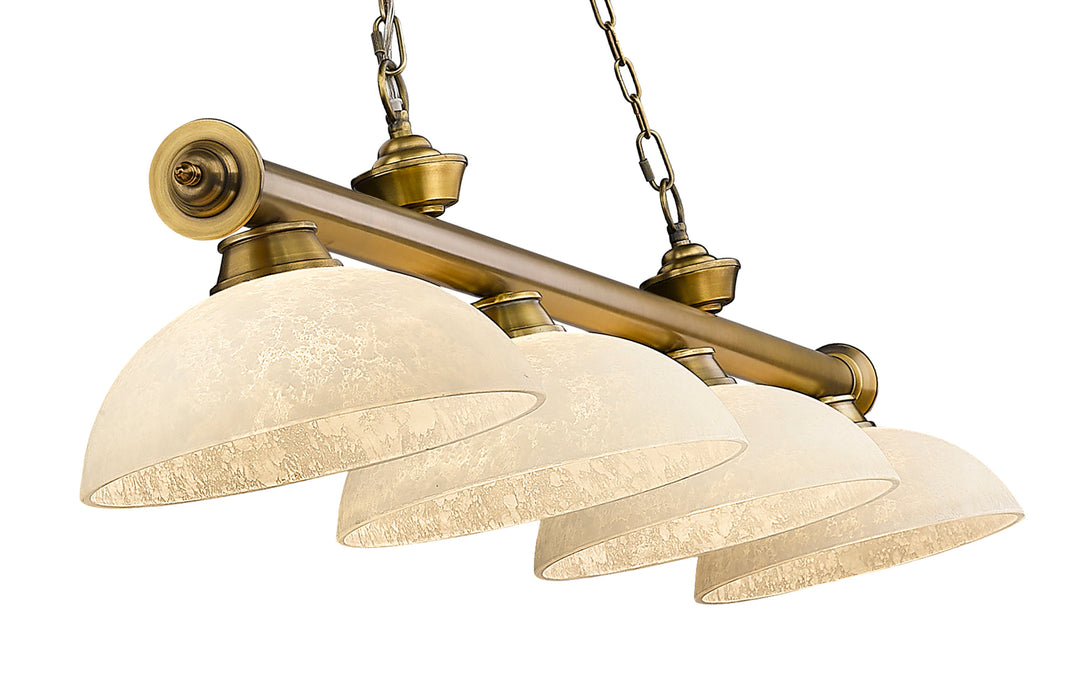 Billiard Z-Lite 2306-4RB-DGM14 Rubbed Brass Cordon 4 Light Billiard Z-Lite