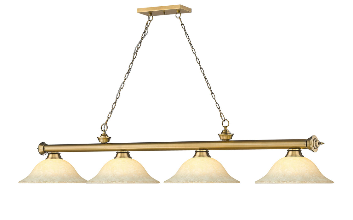 Billiard Z-Lite 2306-4RB-GM16 Rubbed Brass Cordon 4 Light Billiard Z-Lite