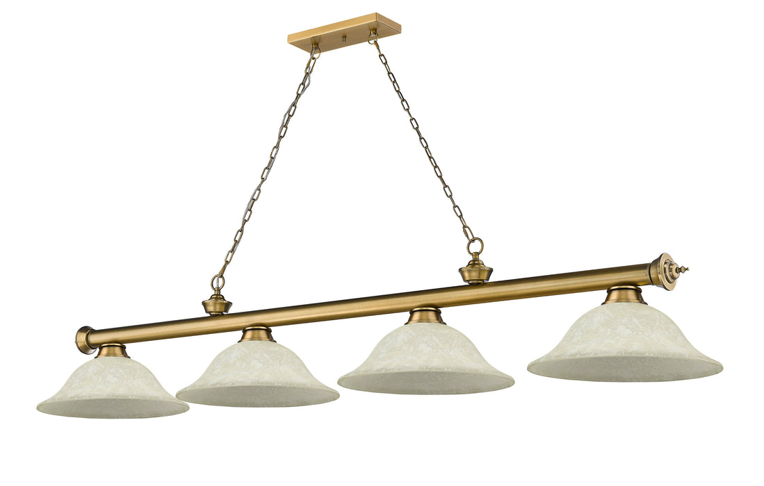 Billiard Z-Lite 2306-4RB-GM16 Rubbed Brass Cordon 4 Light Billiard Z-Lite