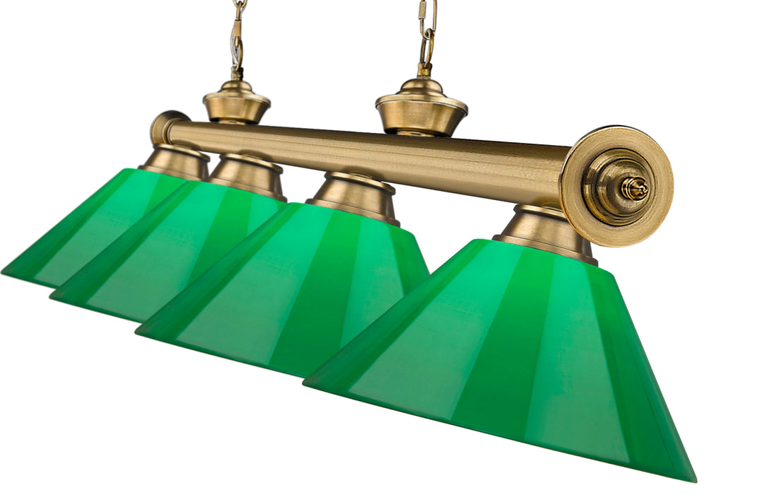 Billiard Z-Lite 2306-4RB-PGR Rubbed Brass Cordon 4 Light Billiard Z-Lite