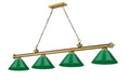 Billiard Z-Lite 2306-4RB-PGR Rubbed Brass Cordon 4 Light Billiard Z-Lite