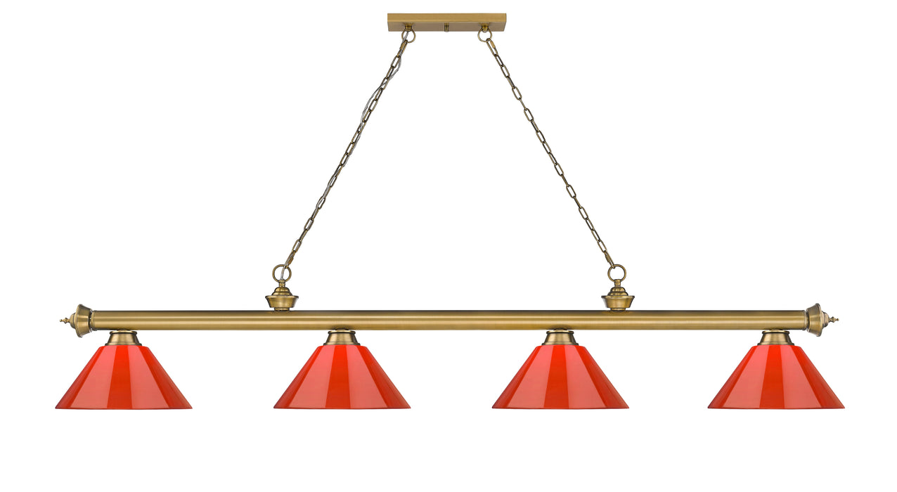 Billiard Z-Lite 2306-4RB-PRD Rubbed Brass Cordon 4 Light Billiard Z-Lite