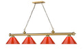 Billiard Z-Lite 2306-4RB-PRD Rubbed Brass Cordon 4 Light Billiard Z-Lite