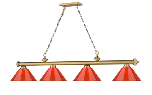 Billiard Z-Lite 2306-4RB-PRD Rubbed Brass Cordon 4 Light Billiard Z-Lite