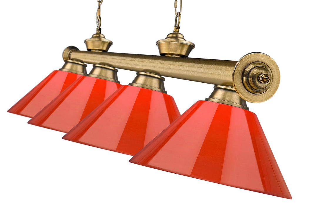 Billiard Z-Lite 2306-4RB-PRD Rubbed Brass Cordon 4 Light Billiard Z-Lite