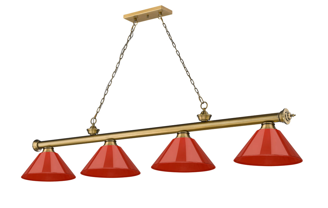 Billiard Z-Lite 2306-4RB-PRD Rubbed Brass Cordon 4 Light Billiard Z-Lite