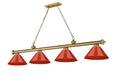 Billiard Z-Lite 2306-4RB-PRD Rubbed Brass Cordon 4 Light Billiard Z-Lite