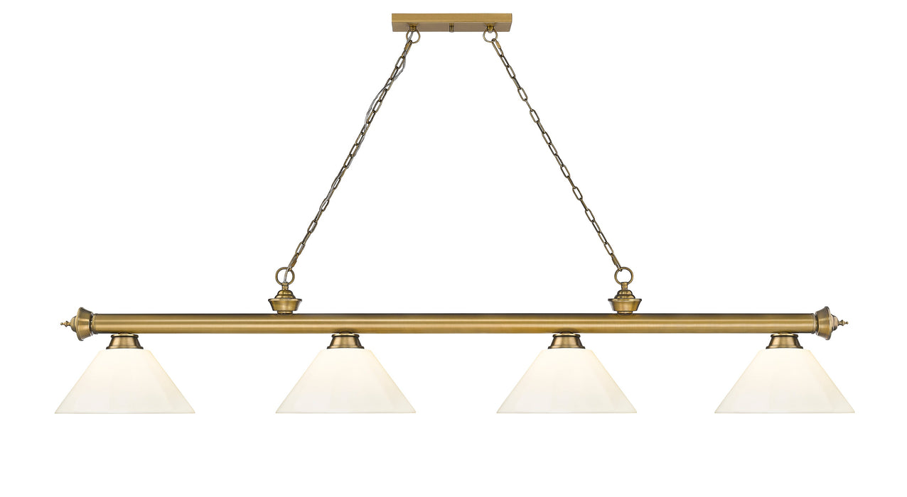 Billiard Z-Lite 2306-4RB-PWH Rubbed Brass Cordon 4 Light Billiard Z-Lite
