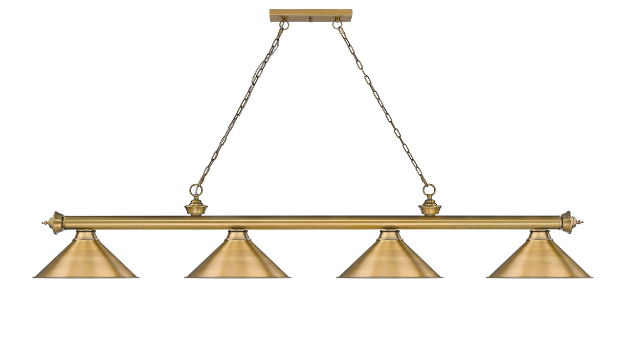 Billiard Z-Lite 2306-4RB-RB15 Rubbed Brass Cordon 4 Light Billiard Z-Lite