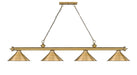 Billiard Z-Lite 2306-4RB-RB15 Rubbed Brass Cordon 4 Light Billiard Z-Lite