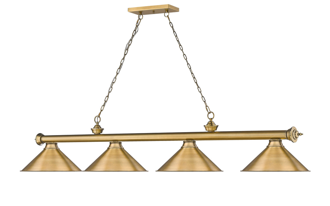 Billiard Z-Lite 2306-4RB-RB15 Rubbed Brass Cordon 4 Light Billiard Z-Lite