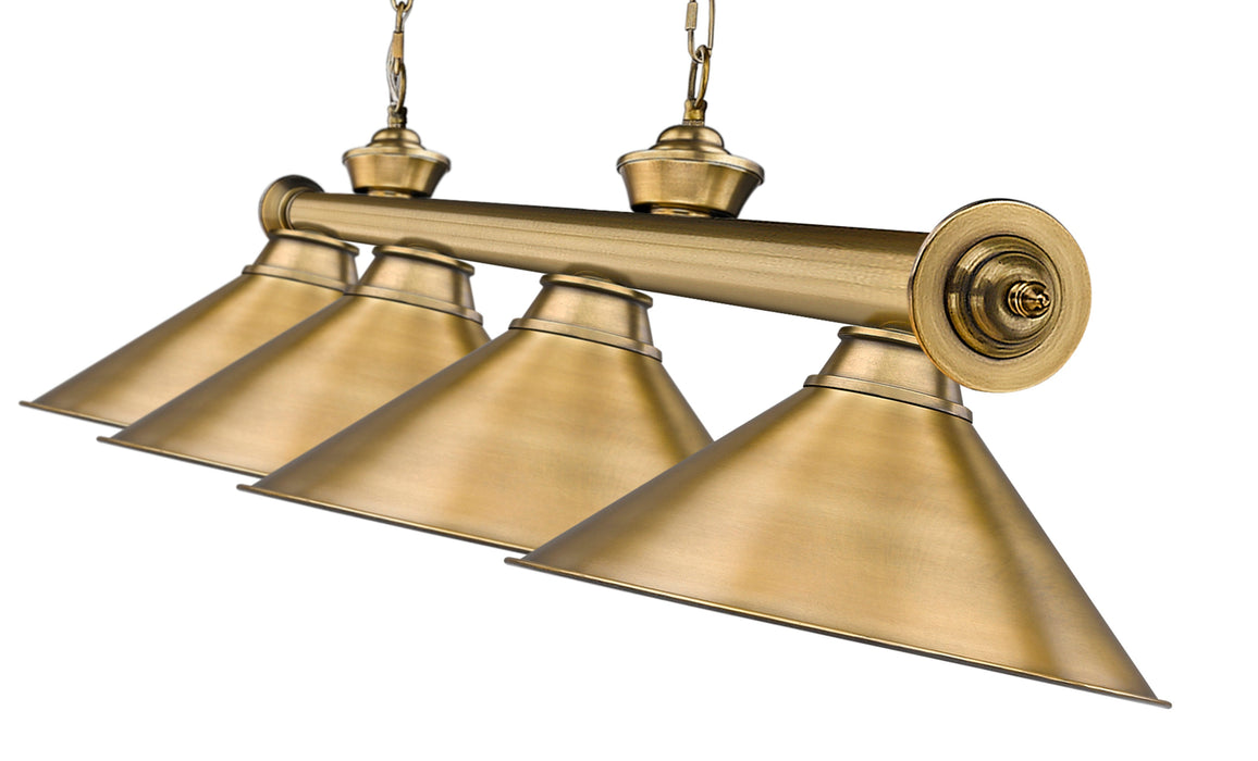 Billiard Z-Lite 2306-4RB-RB15 Rubbed Brass Cordon 4 Light Billiard Z-Lite