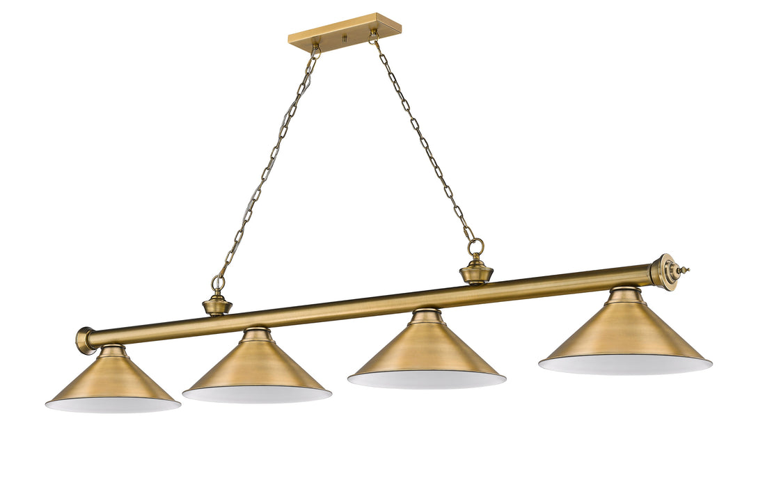 Billiard Z-Lite 2306-4RB-RB15 Rubbed Brass Cordon 4 Light Billiard Z-Lite