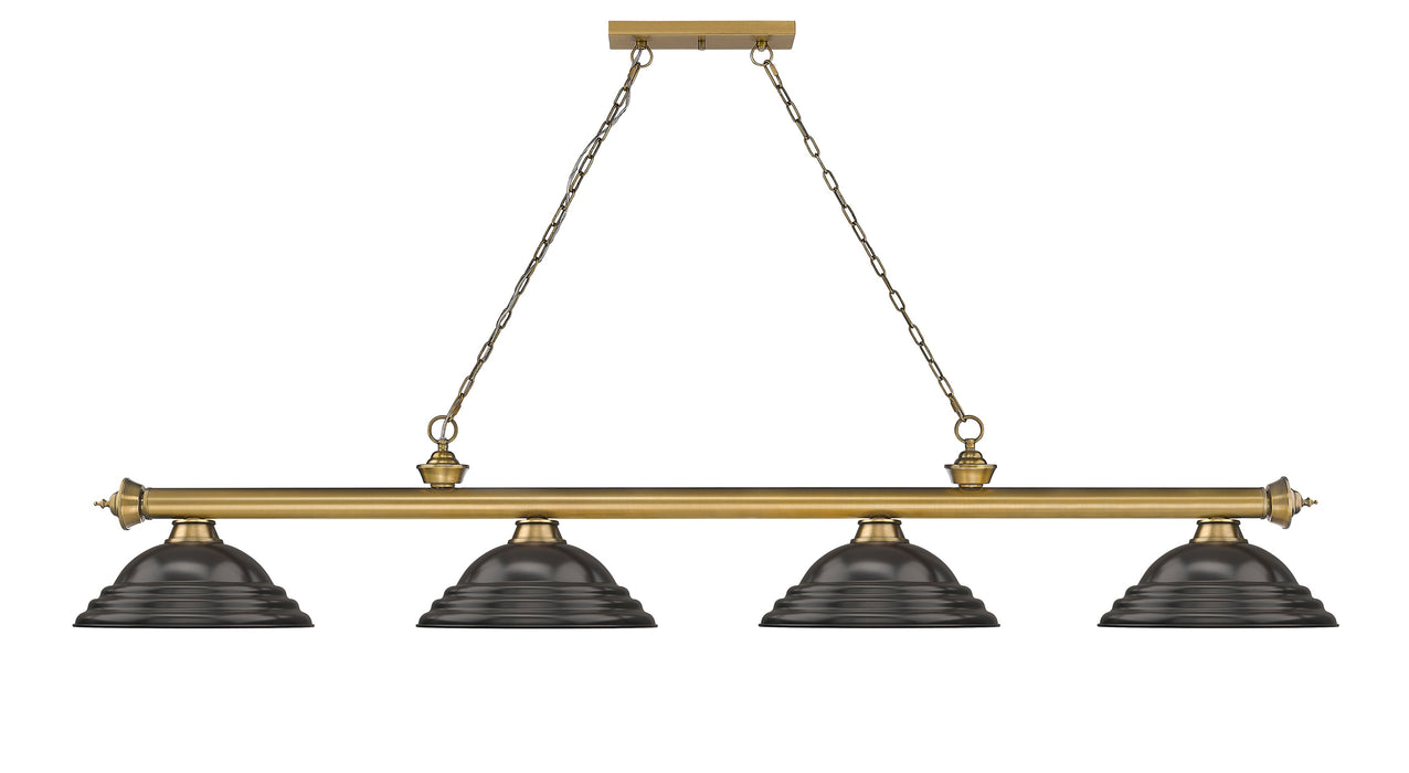 Billiard Z-Lite 2306-4RB-SBRZ Rubbed Brass Cordon 4 Light Billiard Z-Lite