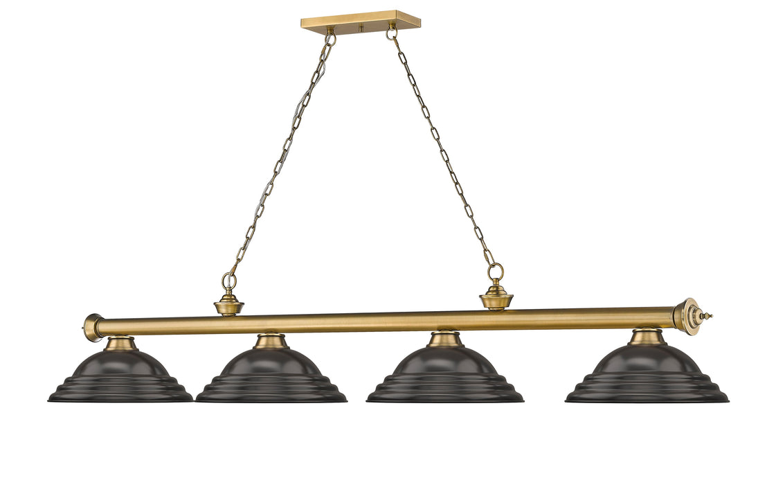 Billiard Z-Lite 2306-4RB-SBRZ Rubbed Brass Cordon 4 Light Billiard Z-Lite