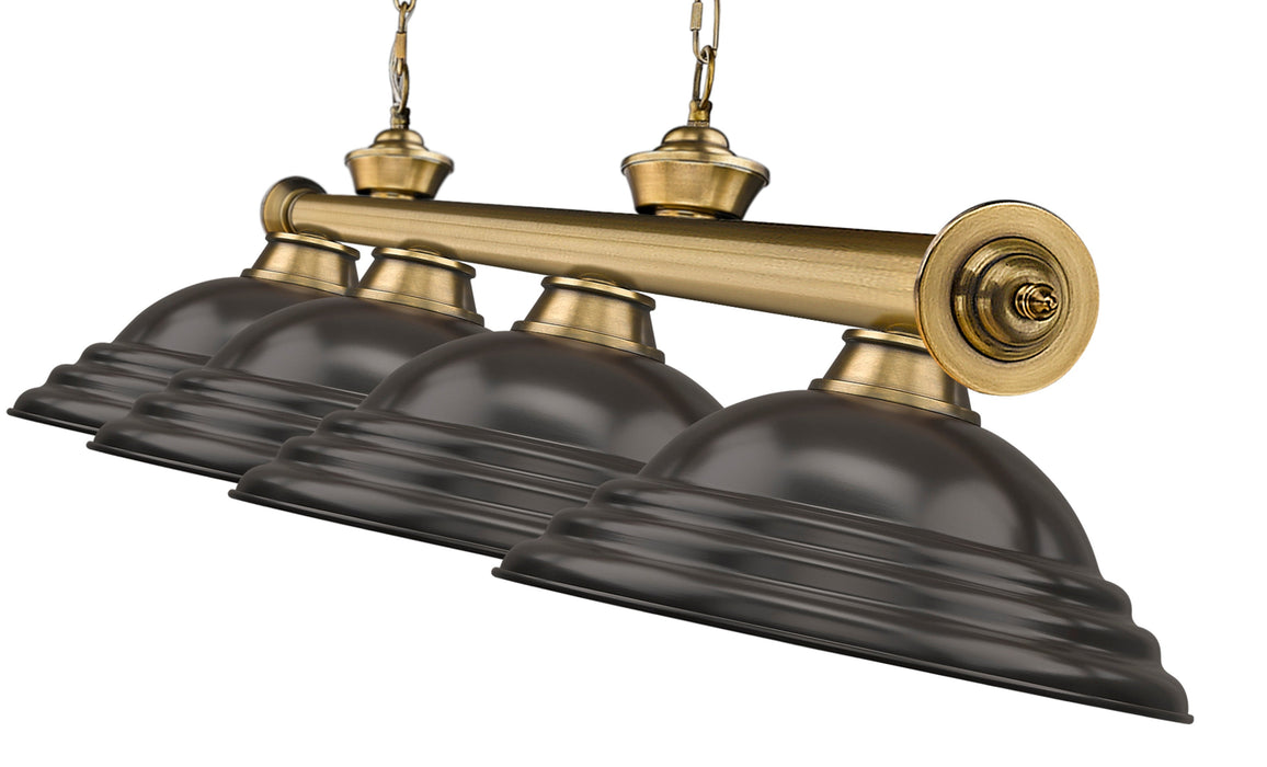 Billiard Z-Lite 2306-4RB-SBRZ Rubbed Brass Cordon 4 Light Billiard Z-Lite