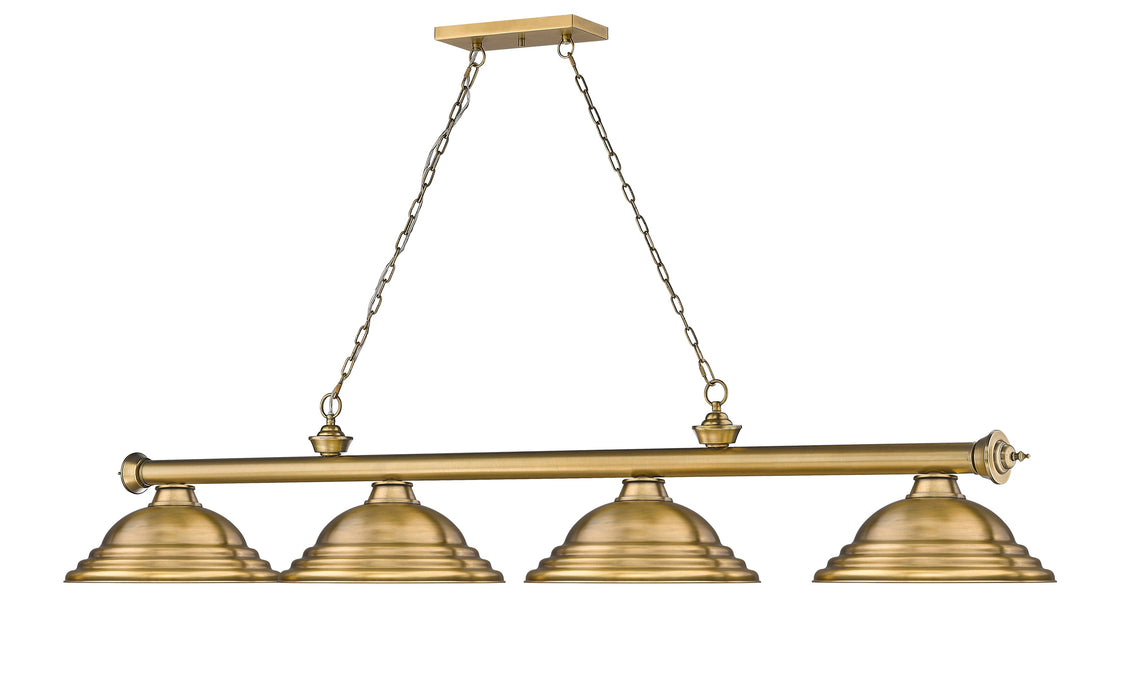 Billiard Z-Lite 2306-4RB-SRB Rubbed Brass Cordon 4 Light Billiard Z-Lite