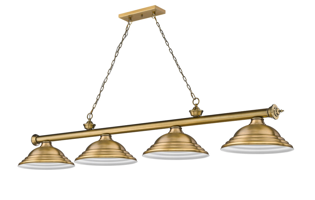 Billiard Z-Lite 2306-4RB-SRB Rubbed Brass Cordon 4 Light Billiard Z-Lite