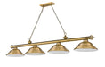 Billiard Z-Lite 2306-4RB-SRB Rubbed Brass Cordon 4 Light Billiard Z-Lite