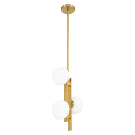 Pendant Light Thesis 207377A Julep 12 inch 3 light Brushed Gold Pendant Light with Opal Glass Shades THESIS