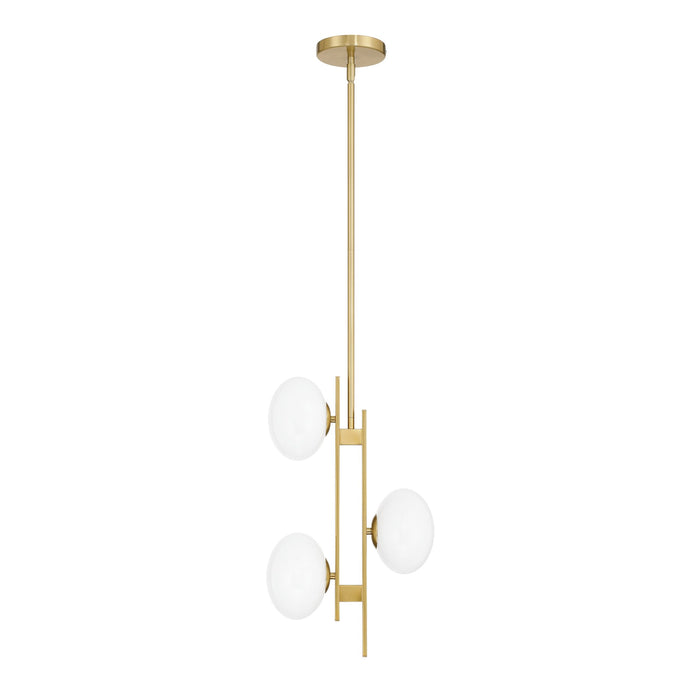 Pendant Light Thesis 207377A Julep 12 inch 3 light Brushed Gold Pendant Light with Opal Glass Shades THESIS