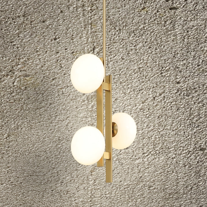 Pendant Light Thesis 207377A Julep 12 inch 3 light Brushed Gold Pendant Light with Opal Glass Shades THESIS