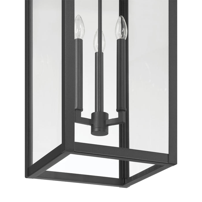 Exterior Pendant Light Thesis 207748A Hillside 11 inch 3 light Textured Black Exterior Pendant Light with Clear Glass THESIS