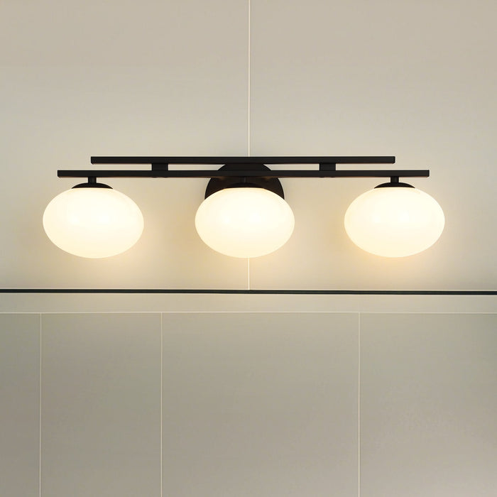 Vanity Light Thesis 207392A Julep 24 inch 3 light Matte Black Vanity Light with Opal Glass Shades THESIS