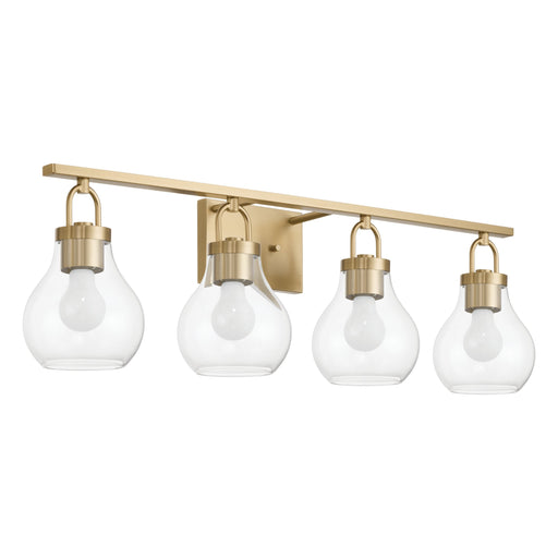 Vanity Light Thesis 207642A Mansfield 34 inch 4 light Champagne Gold Vanity Light with Clear Glass Shades THESIS