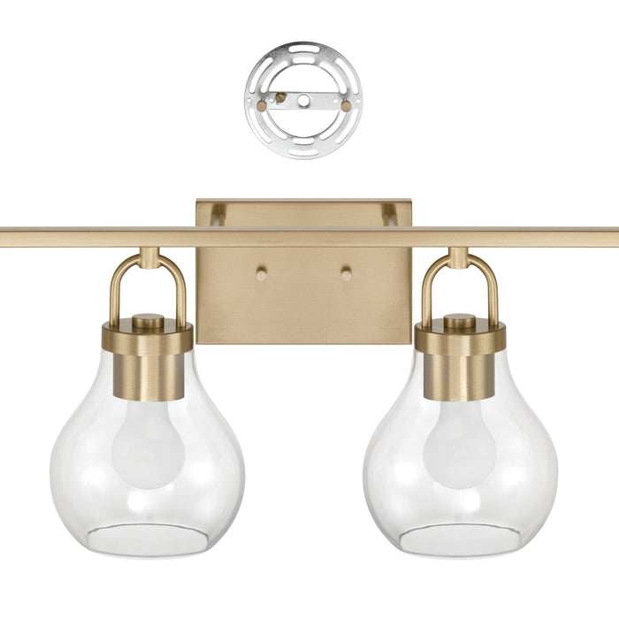 Vanity Light Thesis 207642A Mansfield 34 inch 4 light Champagne Gold Vanity Light with Clear Glass Shades THESIS