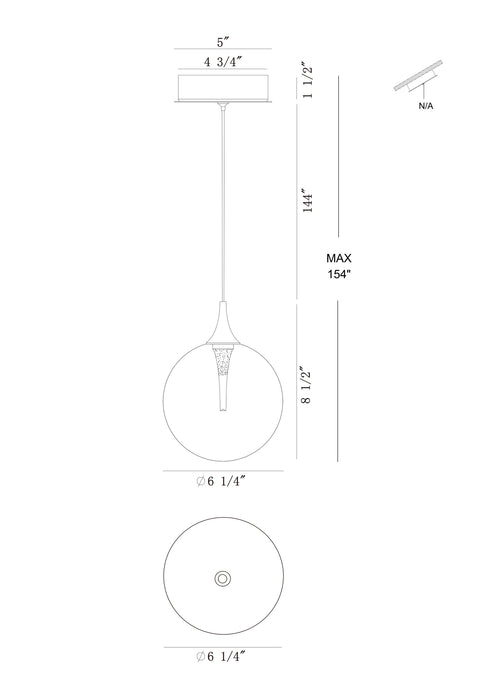 Eurofase 50250-035 Iissa 6" Matte Black LED Pendant Light