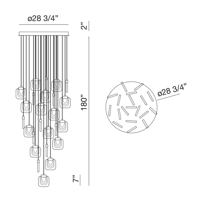 Eurofase 37192-013 Paget 29" Matte Gold LED Chandelier