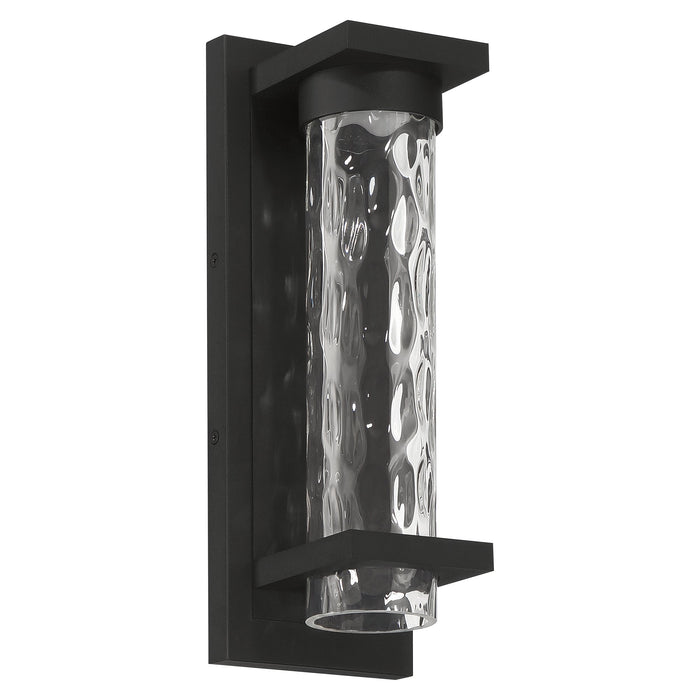 Exterior Wall Sconce Thesis 207731A Lionel 14 inch Textured Black LED Exterior Wall Sconce with Clear Water Glass Shade THESIS