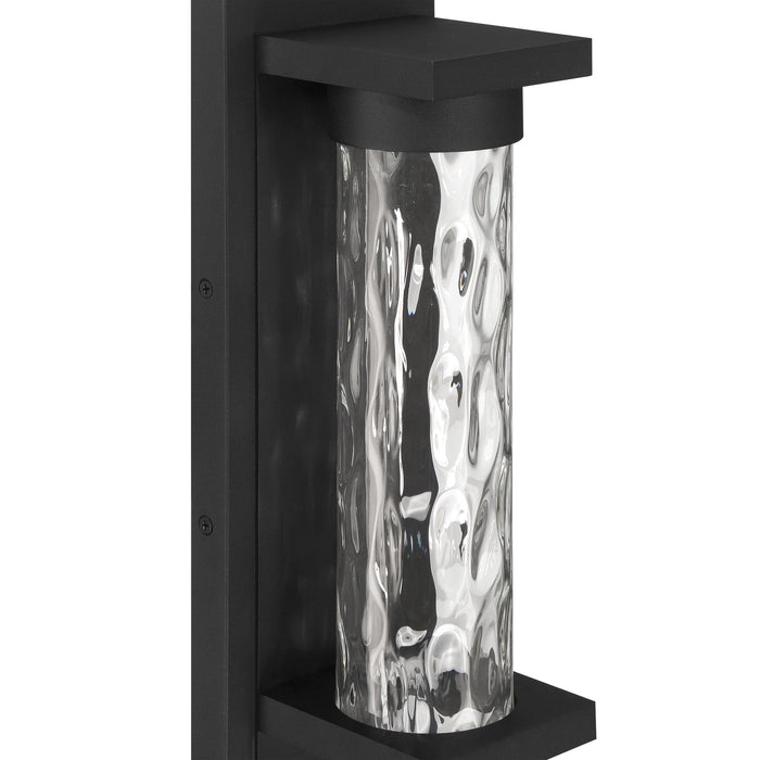 Exterior Wall Sconce Thesis 207731A Lionel 14 inch Textured Black LED Exterior Wall Sconce with Clear Water Glass Shade THESIS