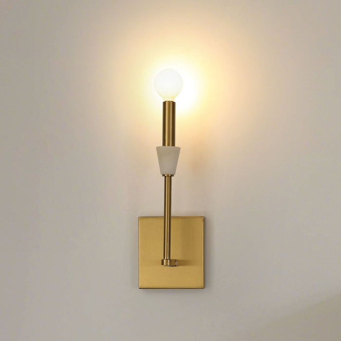 Wall Sconce Thesis 207362A Montclair 12 inch 1 light Brushed Gold and Natural Alabaster Wall Sconce THESIS