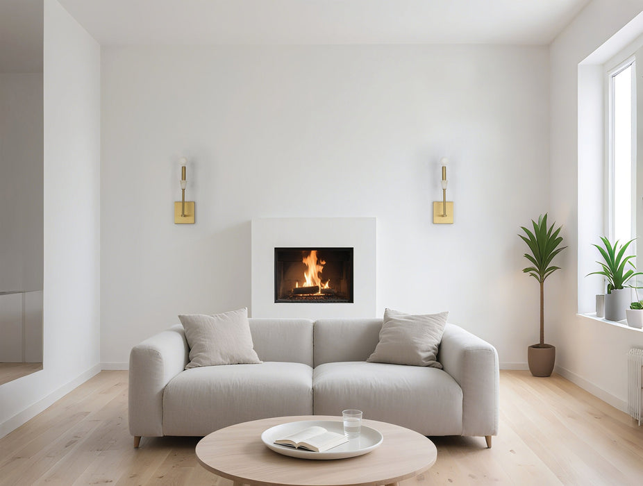 Wall Sconce Thesis 207362A Montclair 12 inch 1 light Brushed Gold and Natural Alabaster Wall Sconce THESIS