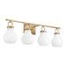 Vanity Light Thesis 207857A Mansfield 34 inch 4 light Champagne Gold Vanity Light with Opal Glass Shades THESIS