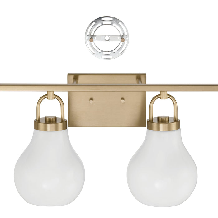 Vanity Light Thesis 207857A Mansfield 34 inch 4 light Champagne Gold Vanity Light with Opal Glass Shades THESIS