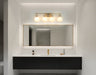 Vanity Light Thesis 207857A Mansfield 34 inch 4 light Champagne Gold Vanity Light with Opal Glass Shades THESIS