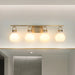 Vanity Light Thesis 207857A Mansfield 34 inch 4 light Champagne Gold Vanity Light with Opal Glass Shades THESIS