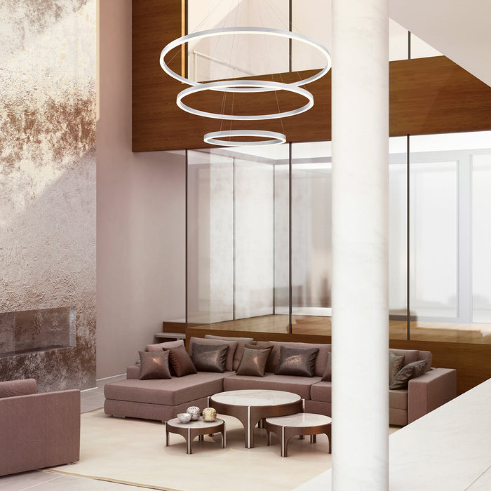 Eurofase 31474-016 Spunto 61" Brushed Silver LED Chandelier