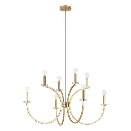 Chandelier Thesis 206933A Florian 36 inch 8 light Brushed Gold and Clear Glass Chandelier THESIS