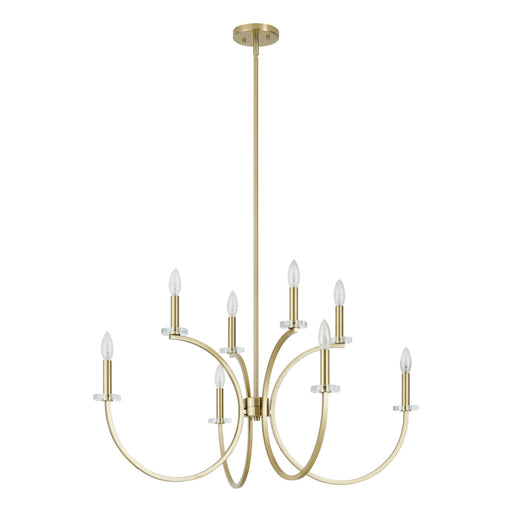 Chandelier Thesis 206933A Florian 36 inch 8 light Brushed Gold and Clear Glass Chandelier THESIS