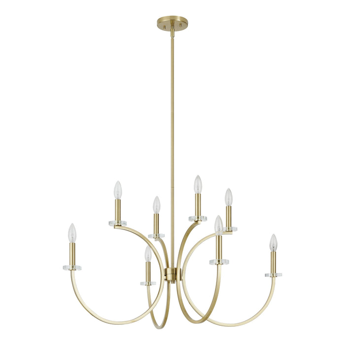 Chandelier Thesis 206933A Florian 36 inch 8 light Brushed Gold and Clear Glass Chandelier THESIS