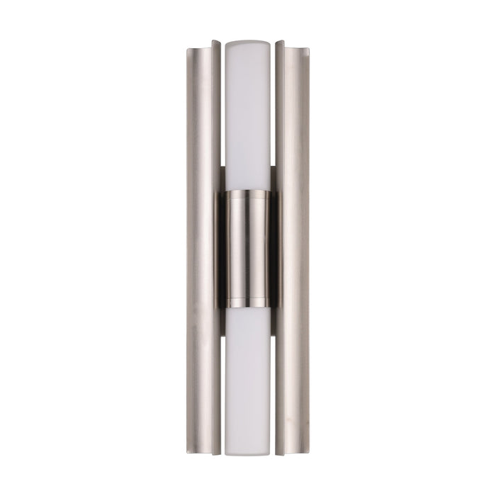 Vanity Light Thesis 207626A Colton 18 inch 2 light Brushed Nickel 5CCT LED Vanity Light with Etched Opal Glass Shades THESIS