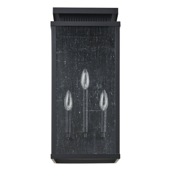 Exterior Wall Sconce Thesis 207129A Overton 20 inch 3 light Matte Black Exterior Wall Sconce with Clear Antique Glass THESIS